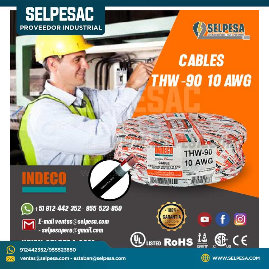 CABLE INDECO THW-90 10 AWG BLANCO X ROLLO 100 MTS