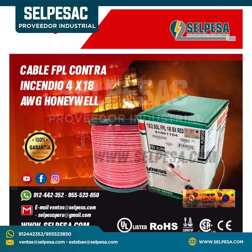 CABLE FPL CONTRA INCENDIO 4 X 18  AWG HONEYWELL