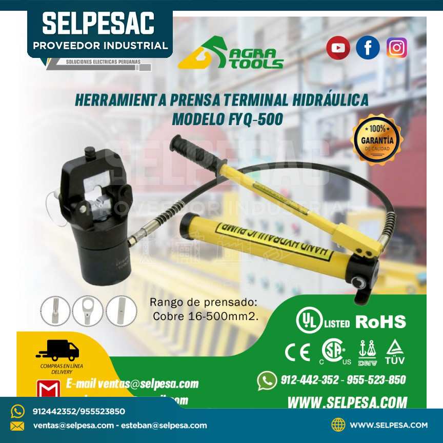 HERRAMIENTA PRENSA TERMINAL HIDRÁULICA MODELO FYQ-500