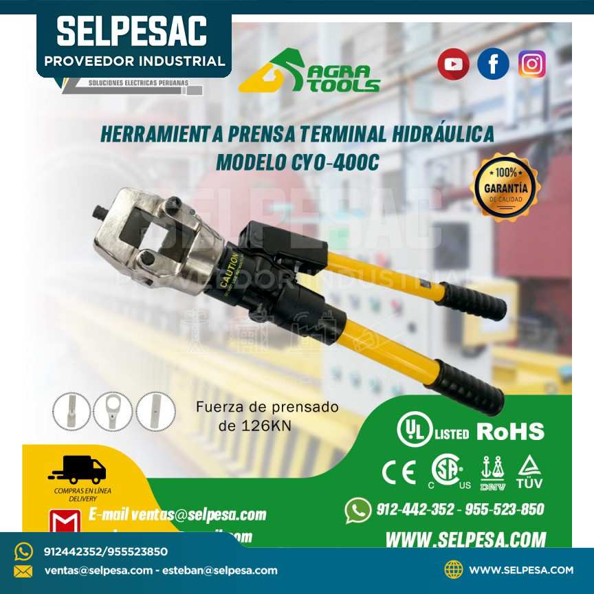 HERRAMIENTA PRENSA TERMINAL HIDRÁULICA MODELO CYO-400C