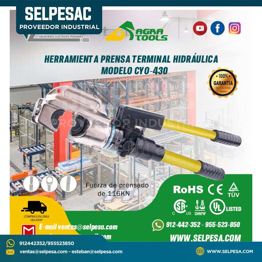 HERRAMIENTA PRENSA TERMINAL HIDRÁULICA MODELO CYO-430