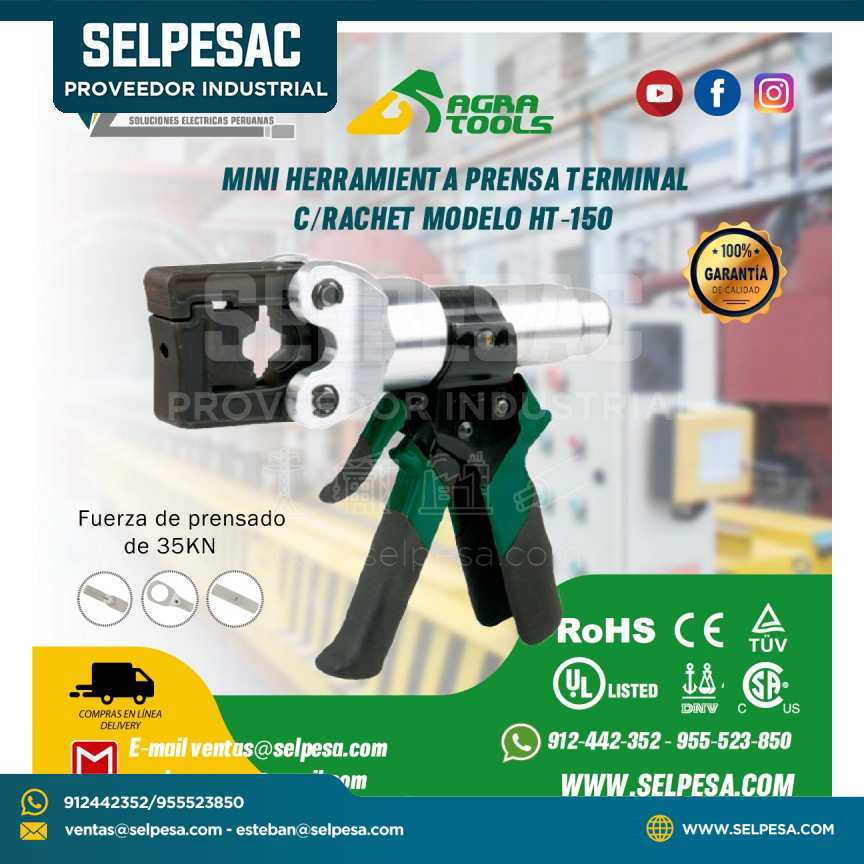 MINI HERRAMIENTA PRENSA TERMINAL C/RACHET MODELO HT-150