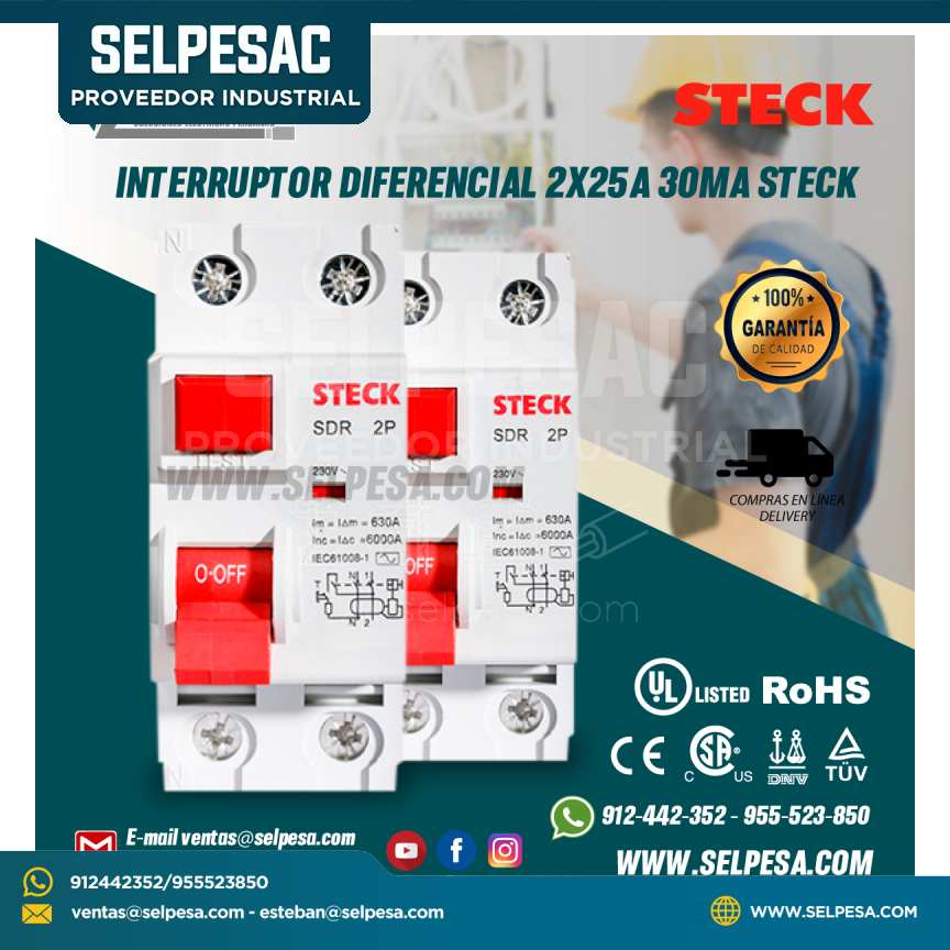 INTERRUPTOR DIFERENCIAL 2X25A 30MA STECK
