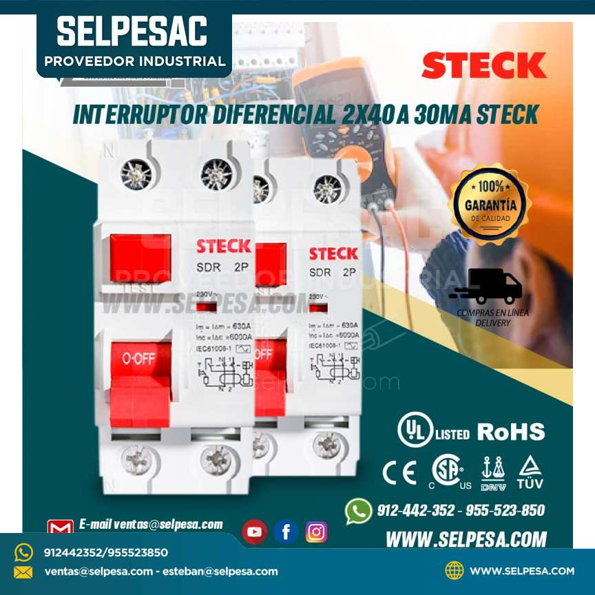 INTERRUPTOR DIFERENCIAL 2X40A 30MA STECK