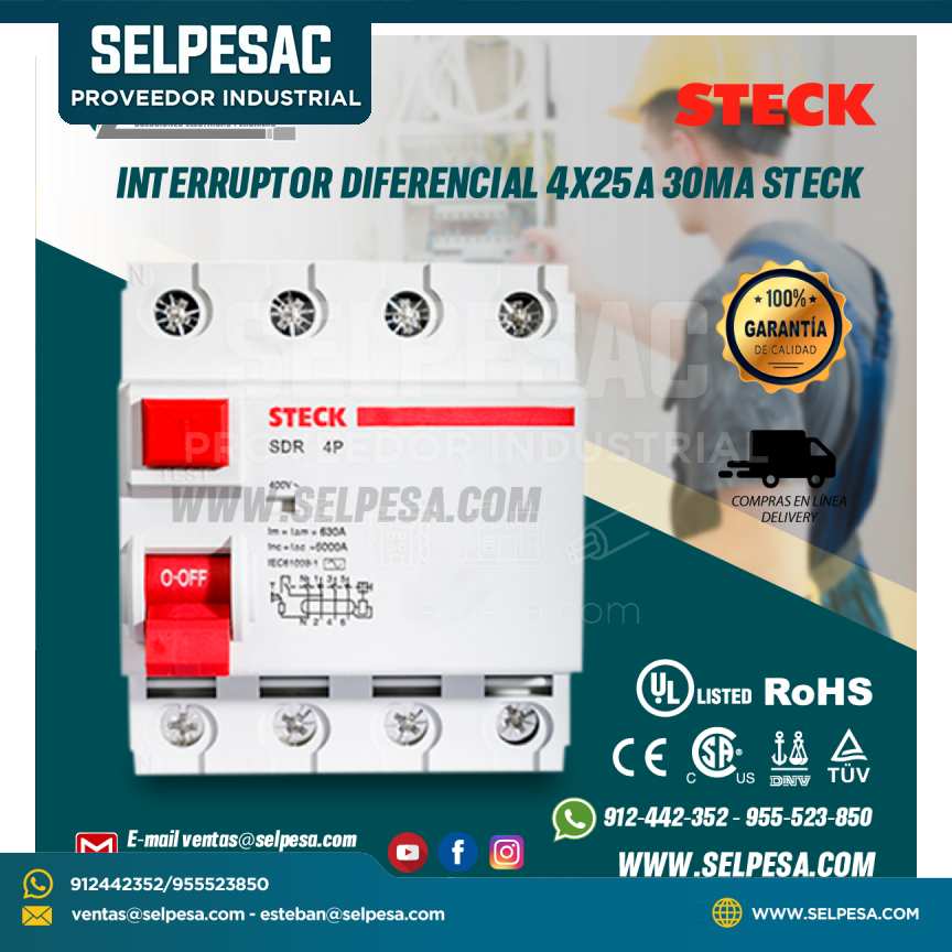 INTERRUPTOR DIFERENCIAL 4X25A 30MA STECK