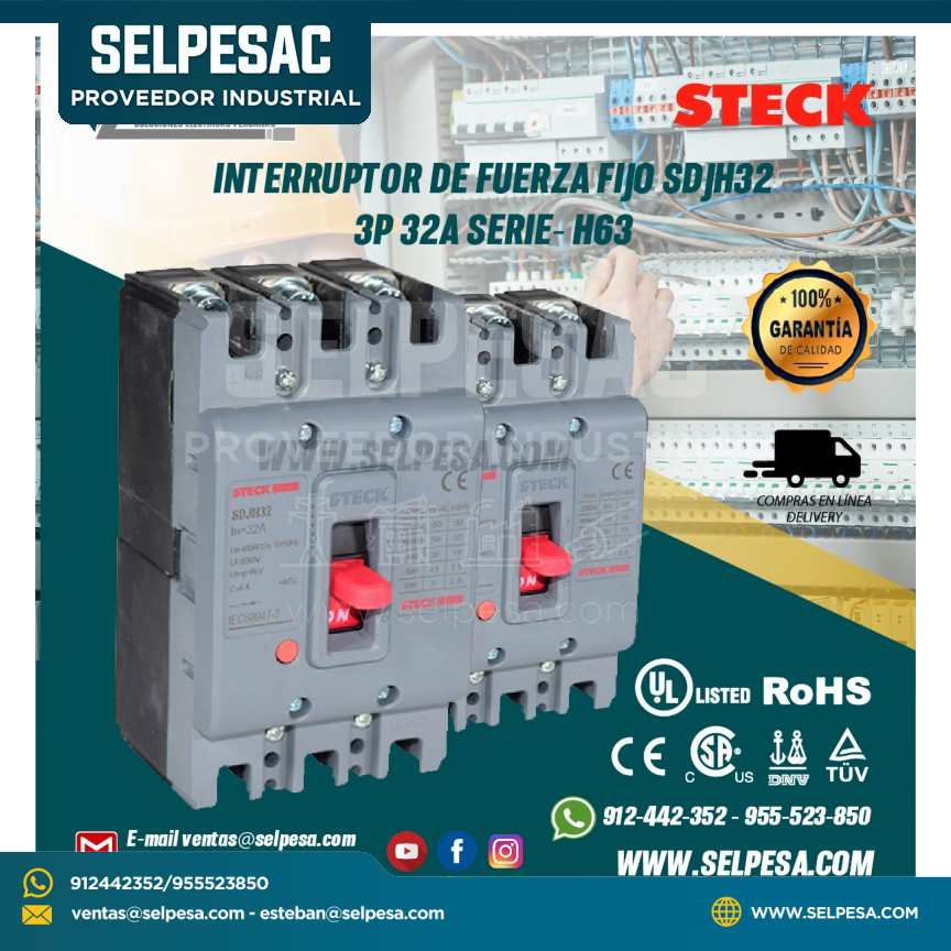 INTERRUPTOR DE FUERZA FIJO SDJH32 3P 32A SERIE- H63 STECK