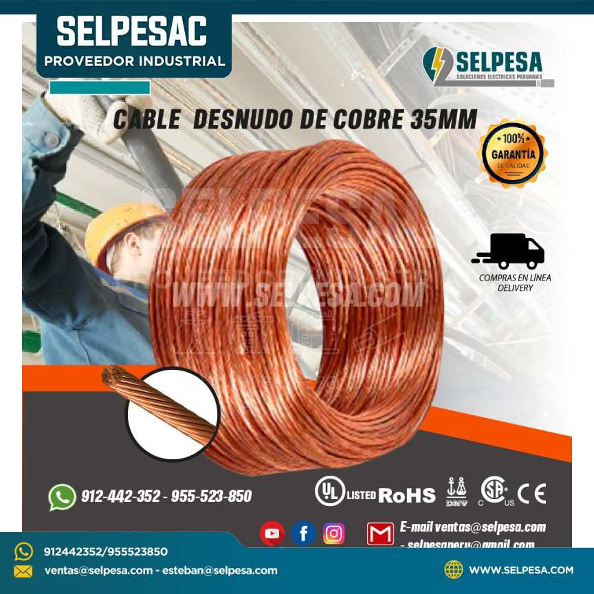 CABLE DESNUDO DE COBRE DE 35MM INDECO