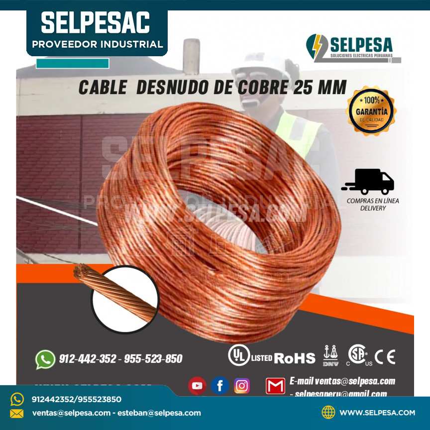 CABLE DESNUDO DE COBRE DE 25MM INDECO