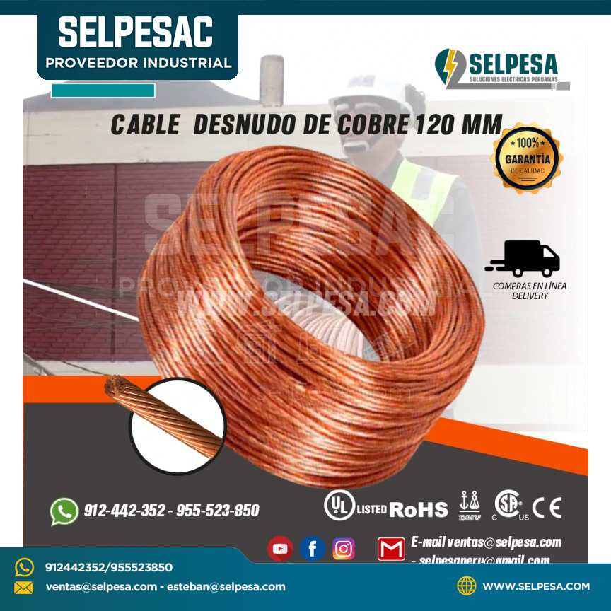 CABLE DESNUDO DE COBRE DE 120 MM INDECO