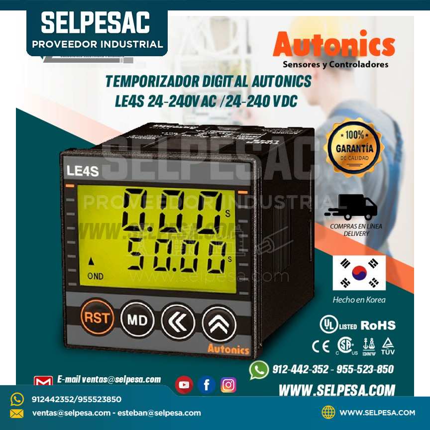 TEMPORIZADOR DIGITAL AUTONICS LE4S 24-240VAC /24-240 VDC